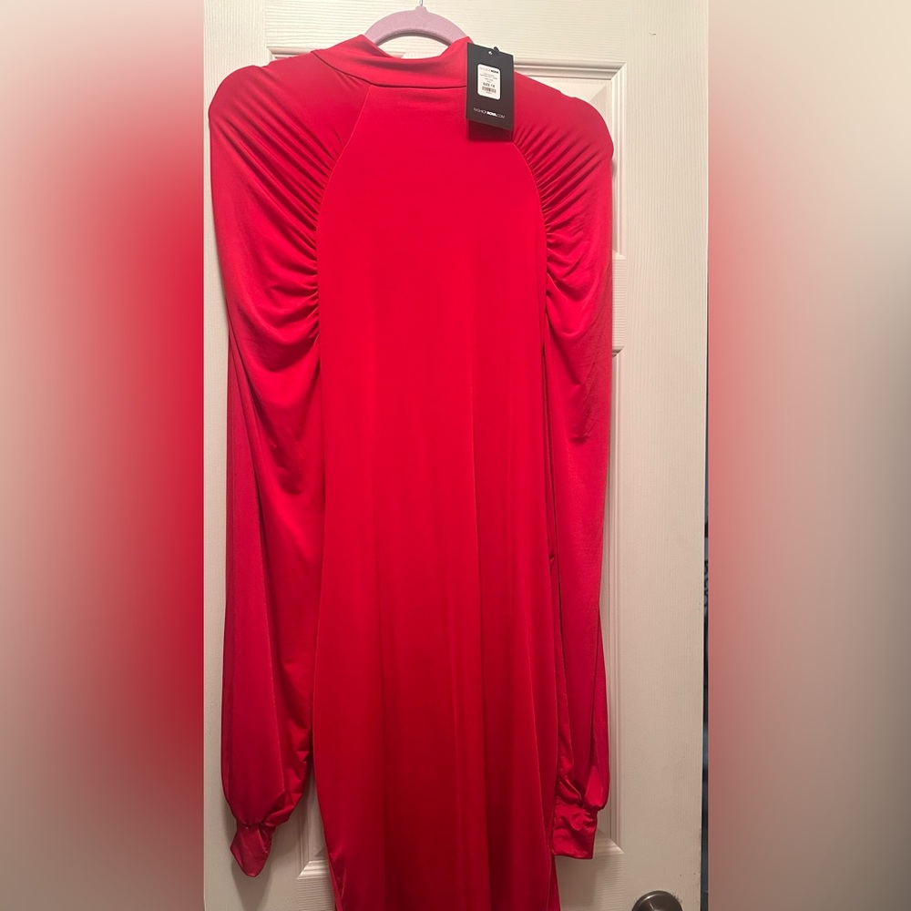Elegant Red Draped Backless Dress